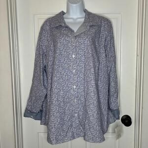 Croft & Barrow Women's Lilac Purple Floral Pinstripe Button-Up Shirt - 2X NWT
